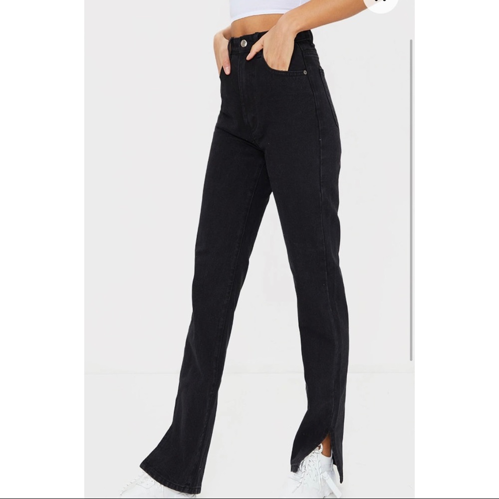 Black Split Hem Pants/Jeans